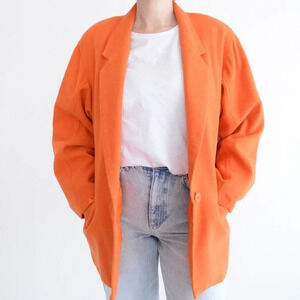 Vintage Adolfo Orange 100% Wool Single Button  Blazer Size Medium